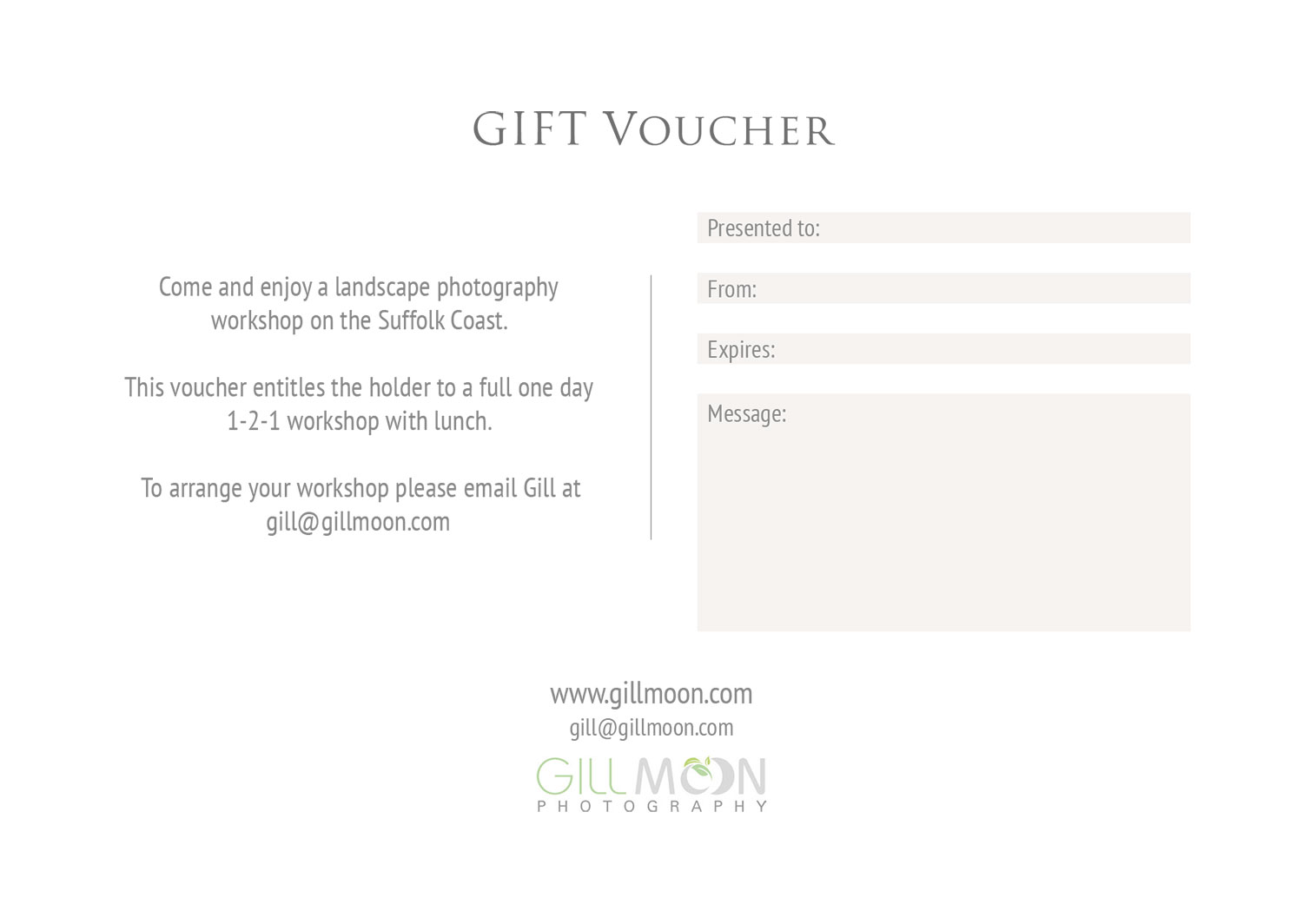 Landscape Photography Gift Voucher - Gill Moon Photography